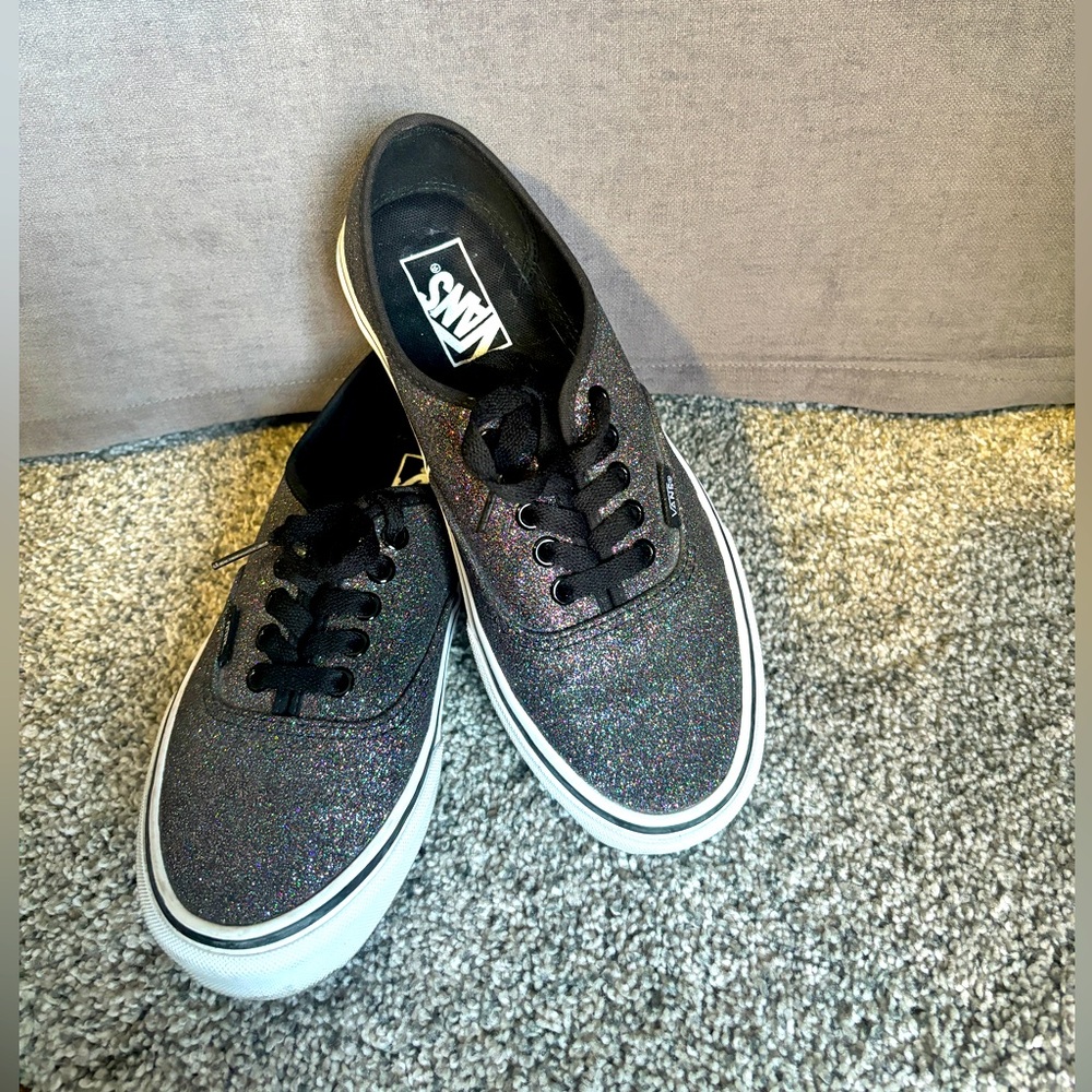 Rainbow Black Glitter Vans